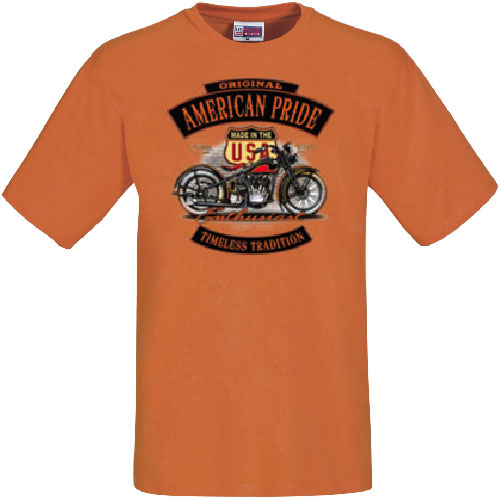 Articles Tee shirt Bikers: T shirt orange american pride